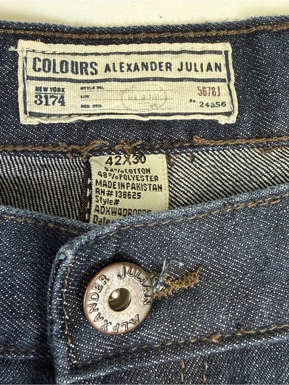 Alexander Julian Colours Men's Faded Blue Straight Jeans 42 x 30